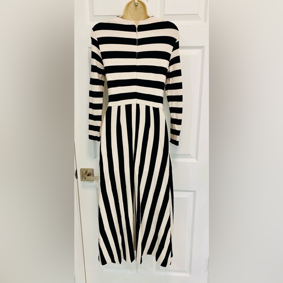 LK BENNETT MARIA NAVY & CREAM BOLD STRIPE JERSEY LONG SLEEVE MIDI  DRESS - Picture 2 of 5